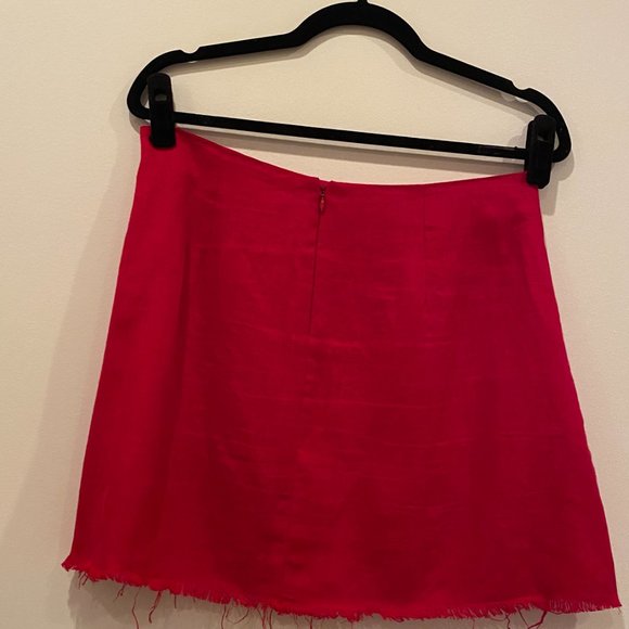 Red Linen Mini Skirt - Picture 5 of 7